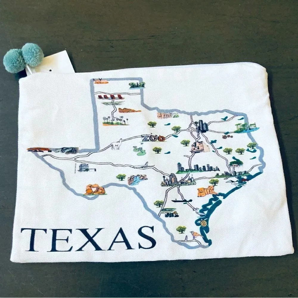Texas State Zipper Travel Cosmetic Bag Pouch